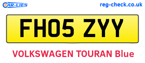 FH05ZYY are the vehicle registration plates.