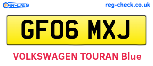 GF06MXJ are the vehicle registration plates.