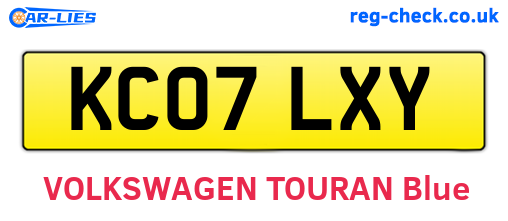 KC07LXY are the vehicle registration plates.