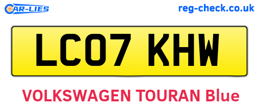 LC07KHW are the vehicle registration plates.