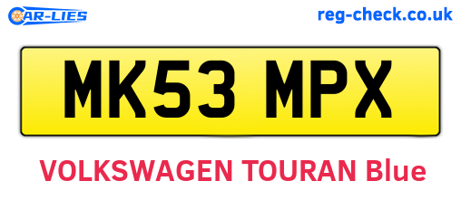 MK53MPX are the vehicle registration plates.