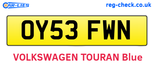 OY53FWN are the vehicle registration plates.