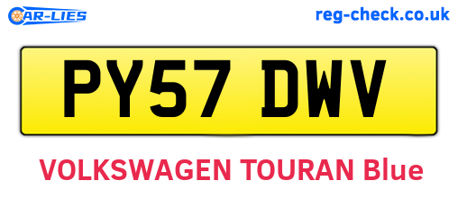 PY57DWV are the vehicle registration plates.