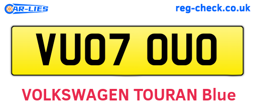 VU07OUO are the vehicle registration plates.
