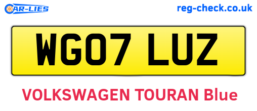 WG07LUZ are the vehicle registration plates.