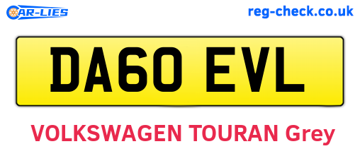 DA60EVL are the vehicle registration plates.