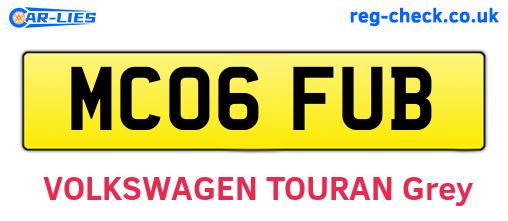 MC06FUB are the vehicle registration plates.