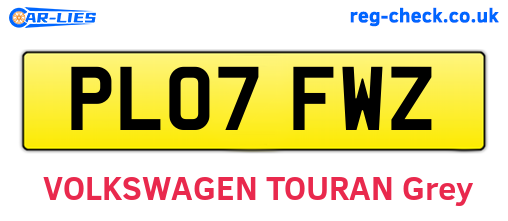 PL07FWZ are the vehicle registration plates.