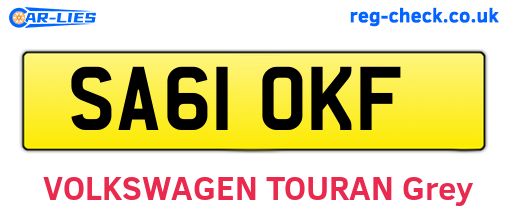 SA61OKF are the vehicle registration plates.