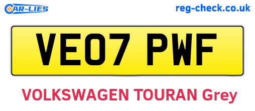 VE07PWF are the vehicle registration plates.