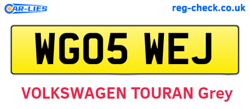 WG05WEJ are the vehicle registration plates.