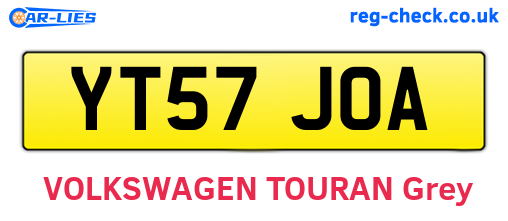 YT57JOA are the vehicle registration plates.