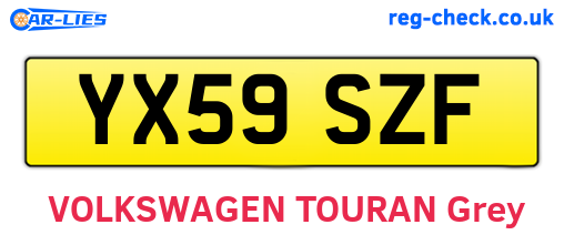 YX59SZF are the vehicle registration plates.