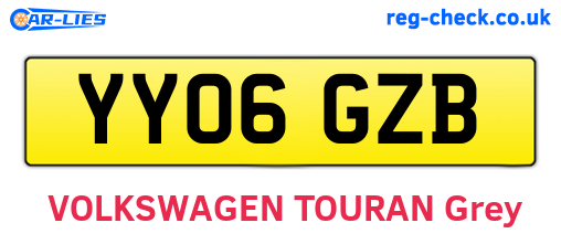 YY06GZB are the vehicle registration plates.