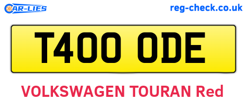 T400ODE are the vehicle registration plates.