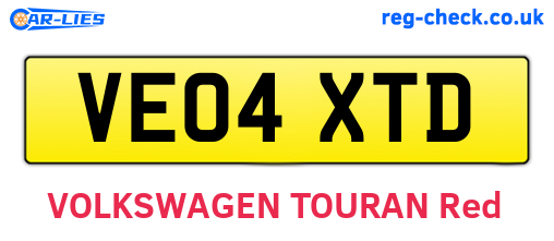 VE04XTD are the vehicle registration plates.