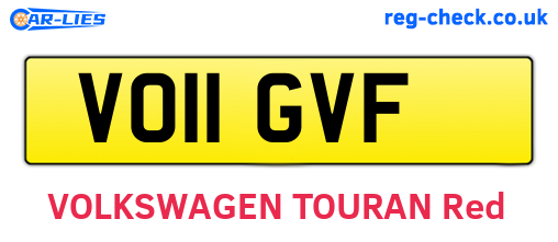 VO11GVF are the vehicle registration plates.