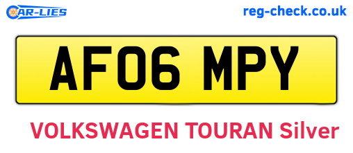 AF06MPY are the vehicle registration plates.