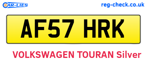 AF57HRK are the vehicle registration plates.