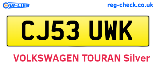 CJ53UWK are the vehicle registration plates.