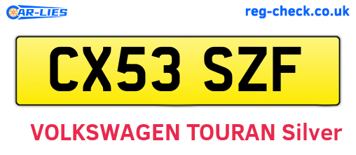 CX53SZF are the vehicle registration plates.