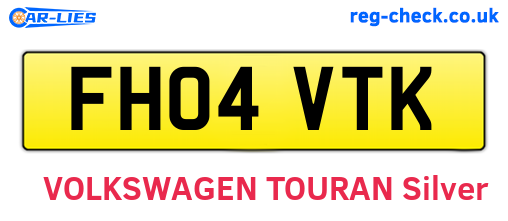 FH04VTK are the vehicle registration plates.