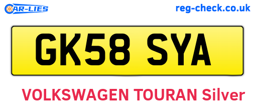 GK58SYA are the vehicle registration plates.