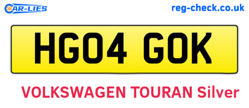 HG04GOK are the vehicle registration plates.
