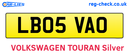 LB05VAO are the vehicle registration plates.