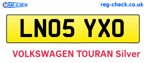 LN05YXO are the vehicle registration plates.