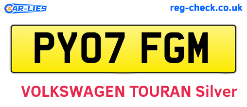 PY07FGM are the vehicle registration plates.