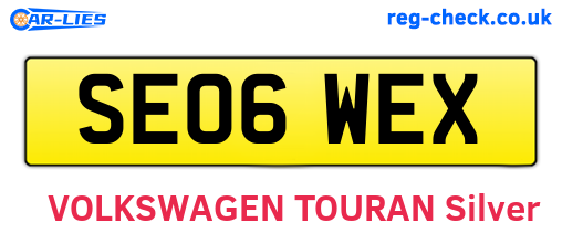 SE06WEX are the vehicle registration plates.