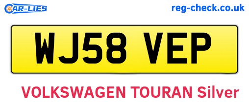 WJ58VEP are the vehicle registration plates.