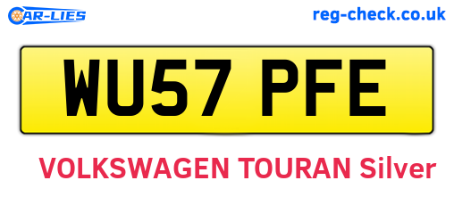 WU57PFE are the vehicle registration plates.