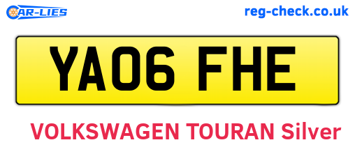YA06FHE are the vehicle registration plates.