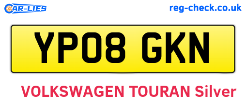 YP08GKN are the vehicle registration plates.