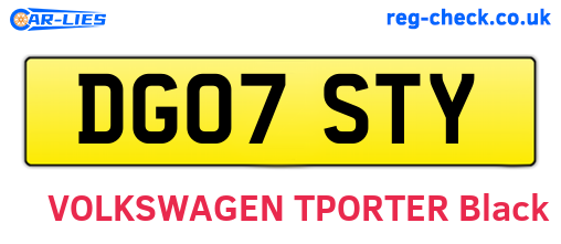 DG07STY are the vehicle registration plates.