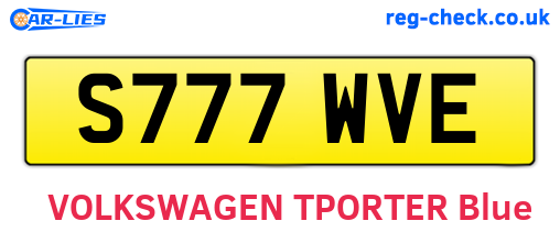 S777WVE are the vehicle registration plates.