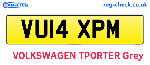 VU14XPM are the vehicle registration plates.