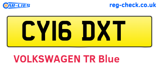 CY16DXT are the vehicle registration plates.