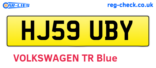HJ59UBY are the vehicle registration plates.