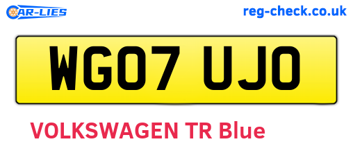 WG07UJO are the vehicle registration plates.