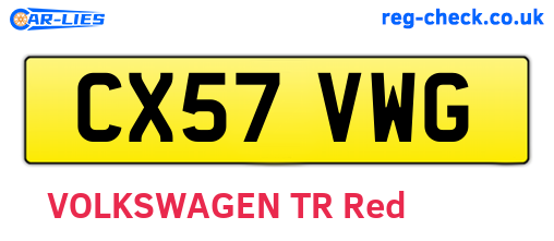 CX57VWG are the vehicle registration plates.