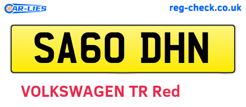 SA60DHN are the vehicle registration plates.