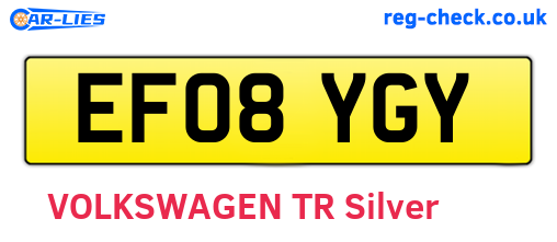EF08YGY are the vehicle registration plates.