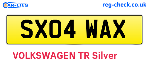 SX04WAX are the vehicle registration plates.