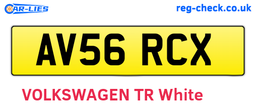 AV56RCX are the vehicle registration plates.