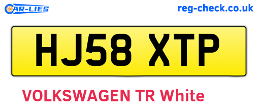 HJ58XTP are the vehicle registration plates.