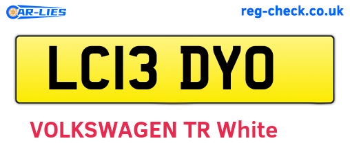 LC13DYO are the vehicle registration plates.