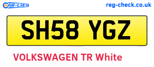 SH58YGZ are the vehicle registration plates.